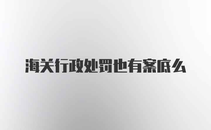 海关行政处罚也有案底么