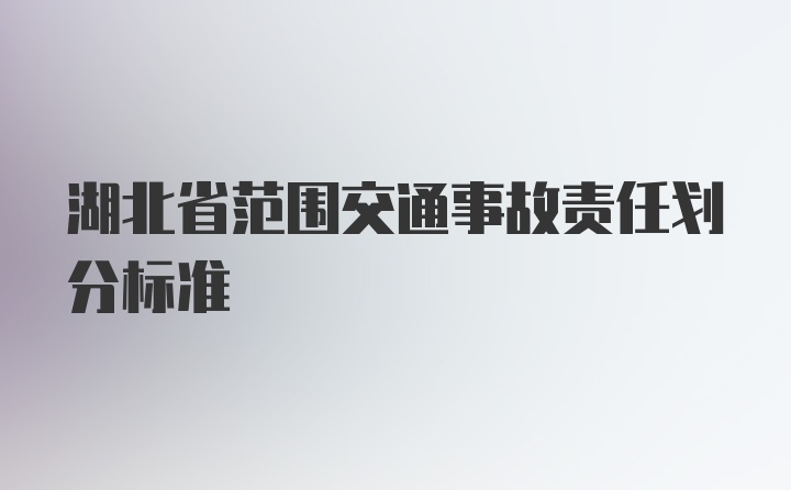 湖北省范围交通事故责任划分标准