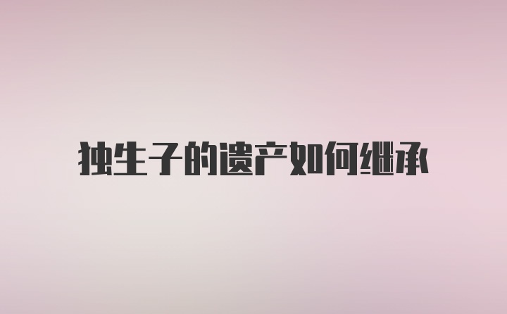 独生子的遗产如何继承