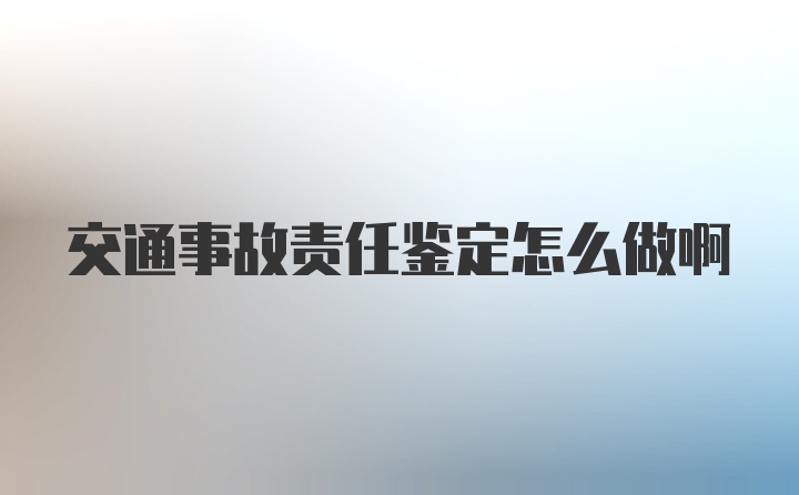 交通事故责任鉴定怎么做啊