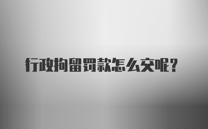 行政拘留罚款怎么交呢？