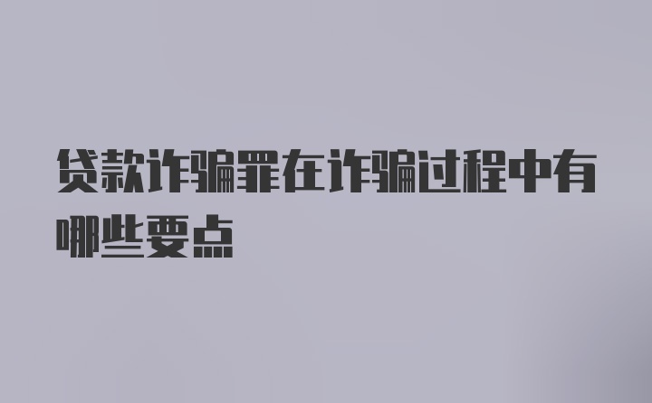 贷款诈骗罪在诈骗过程中有哪些要点