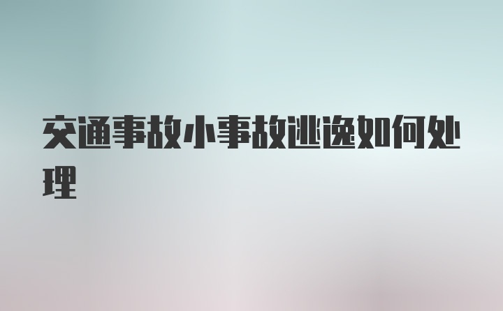 交通事故小事故逃逸如何处理