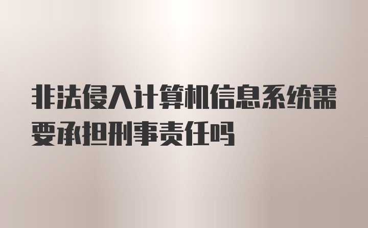 非法侵入计算机信息系统需要承担刑事责任吗