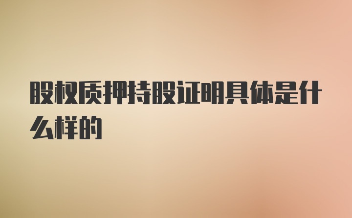 股权质押持股证明具体是什么样的