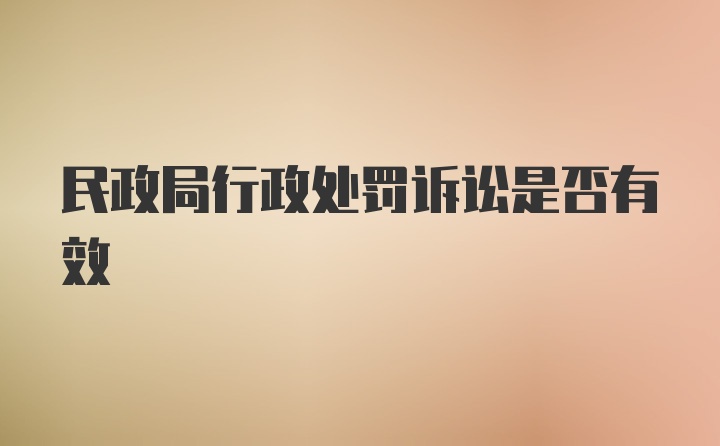 民政局行政处罚诉讼是否有效