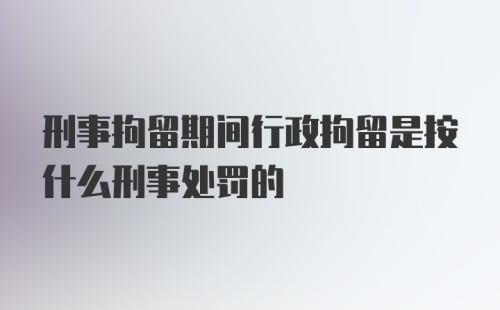 刑事拘留期间行政拘留是按什么刑事处罚的