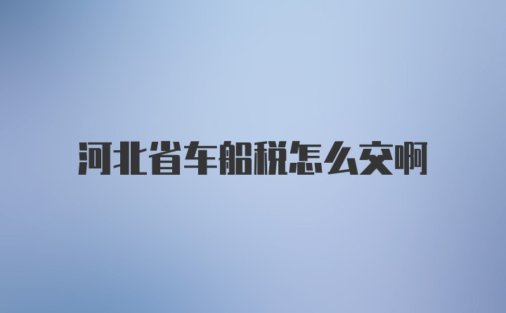 河北省车船税怎么交啊