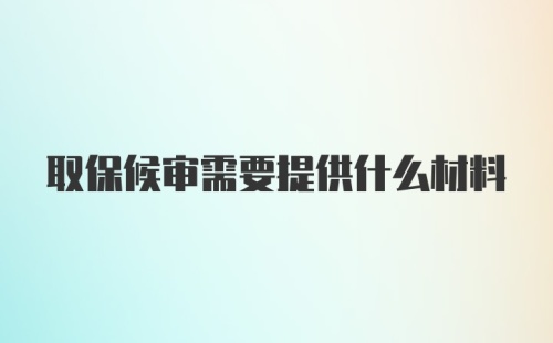 取保候审需要提供什么材料