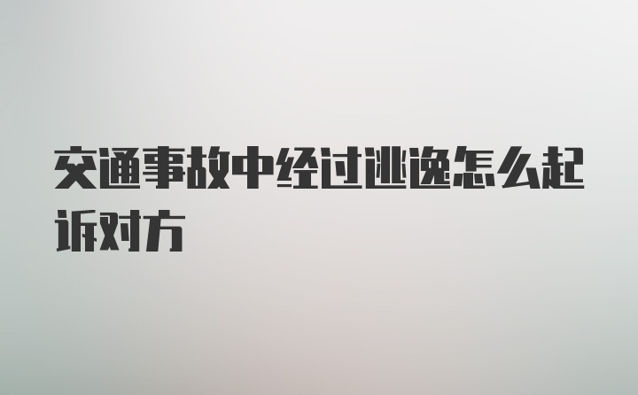 交通事故中经过逃逸怎么起诉对方