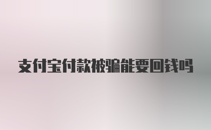 支付宝付款被骗能要回钱吗