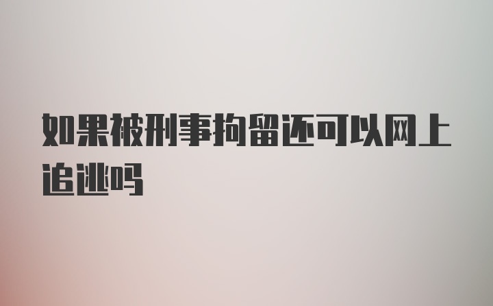 如果被刑事拘留还可以网上追逃吗