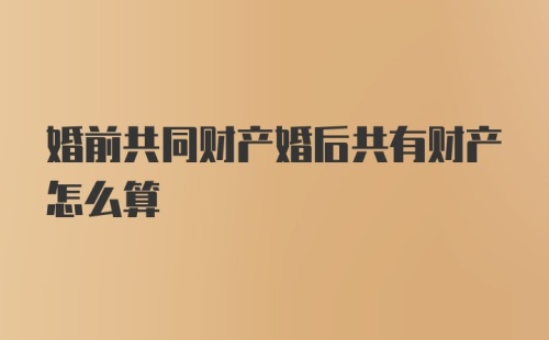 婚前共同财产婚后共有财产怎么算