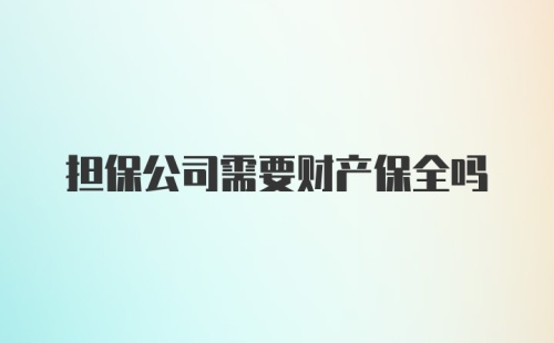 担保公司需要财产保全吗