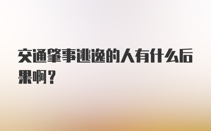 交通肇事逃逸的人有什么后果啊？