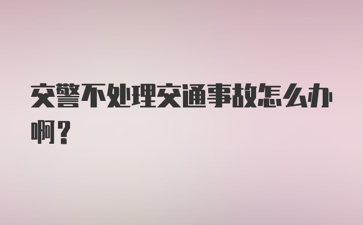 交警不处理交通事故怎么办啊？