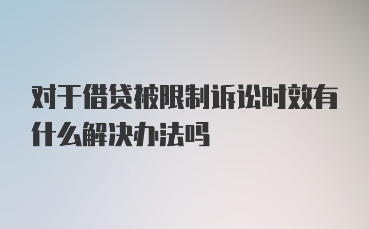 对于借贷被限制诉讼时效有什么解决办法吗