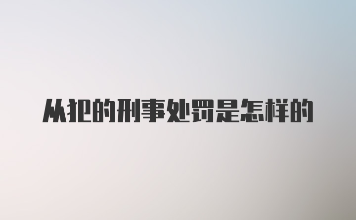 从犯的刑事处罚是怎样的