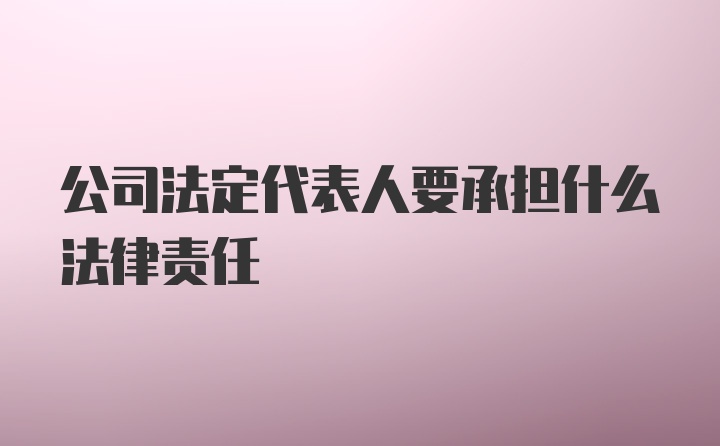 公司法定代表人要承担什么法律责任