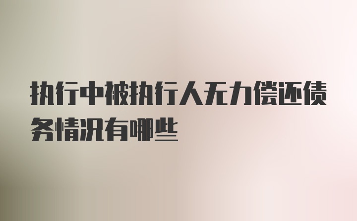 执行中被执行人无力偿还债务情况有哪些