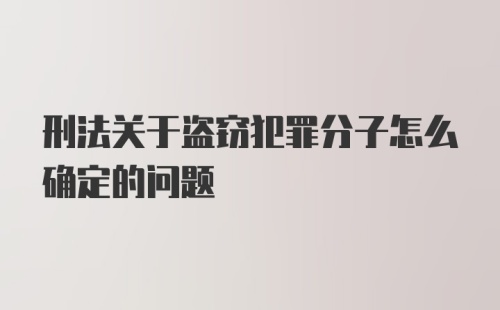 刑法关于盗窃犯罪分子怎么确定的问题