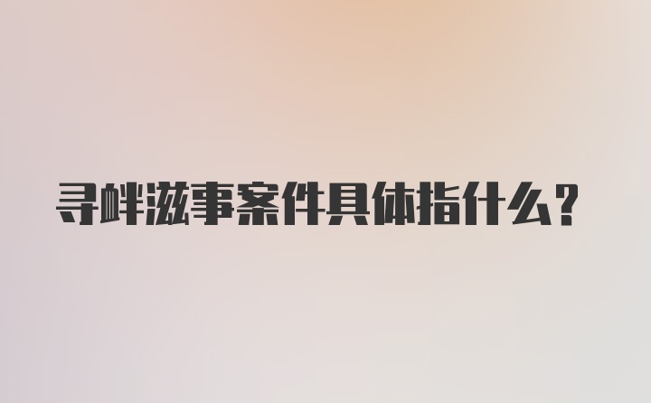 寻衅滋事案件具体指什么?