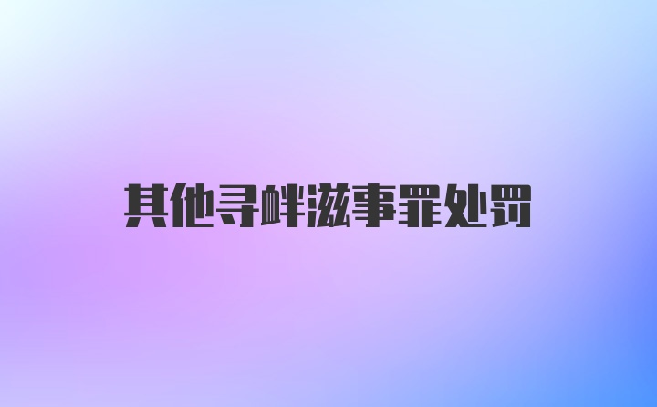 其他寻衅滋事罪处罚