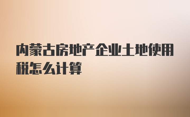 内蒙古房地产企业土地使用税怎么计算