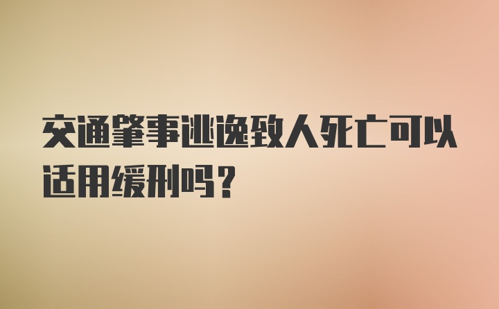 交通肇事逃逸致人死亡可以适用缓刑吗?