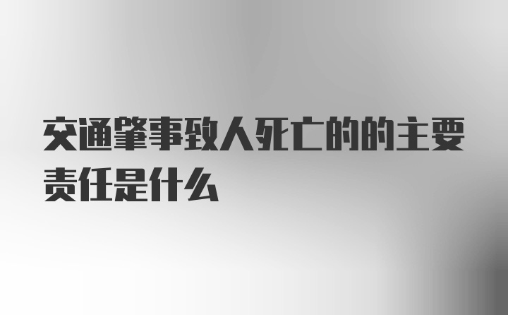 交通肇事致人死亡的的主要责任是什么