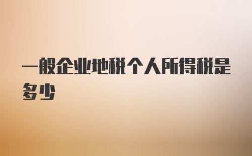 一般企业地税个人所得税是多少