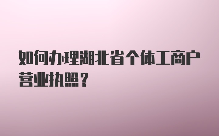 如何办理湖北省个体工商户营业执照？