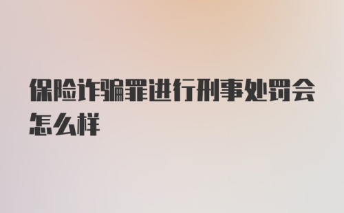 保险诈骗罪进行刑事处罚会怎么样