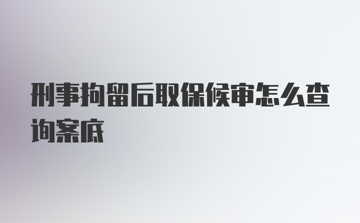 刑事拘留后取保候审怎么查询案底