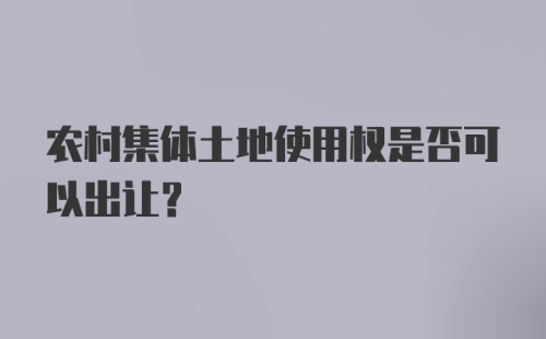 农村集体土地使用权是否可以出让？