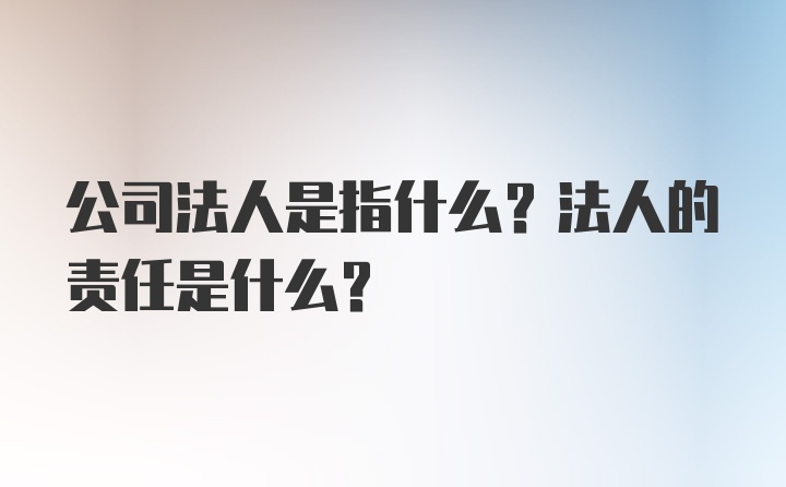 公司法人是指什么？法人的责任是什么？