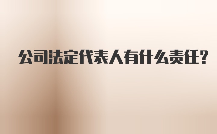 公司法定代表人有什么责任？