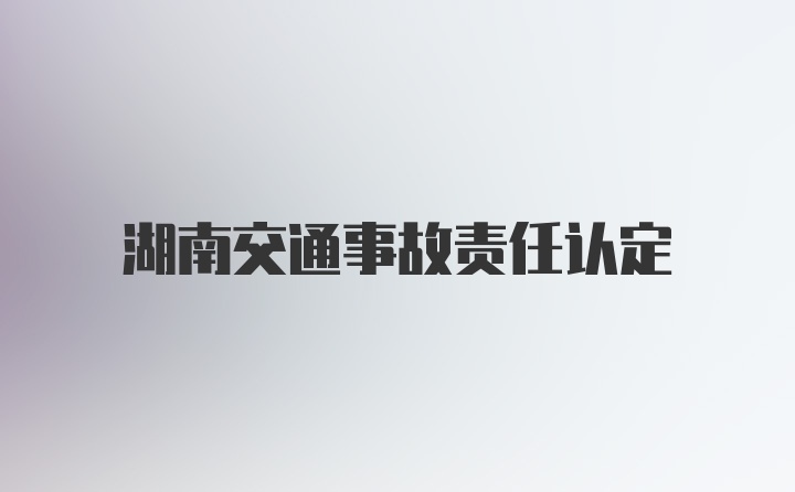 湖南交通事故责任认定