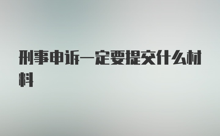 刑事申诉一定要提交什么材料