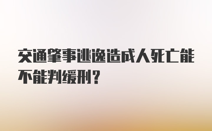 交通肇事逃逸造成人死亡能不能判缓刑？