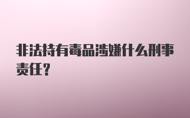 非法持有毒品涉嫌什么刑事责任？