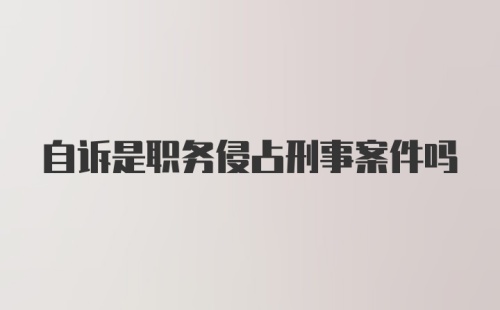 自诉是职务侵占刑事案件吗