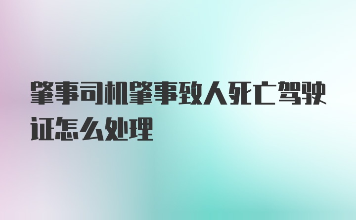 肇事司机肇事致人死亡驾驶证怎么处理