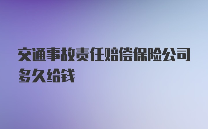 交通事故责任赔偿保险公司多久给钱