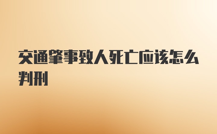 交通肇事致人死亡应该怎么判刑