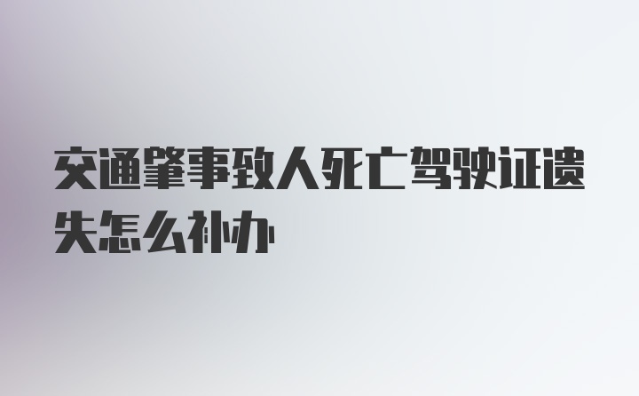 交通肇事致人死亡驾驶证遗失怎么补办