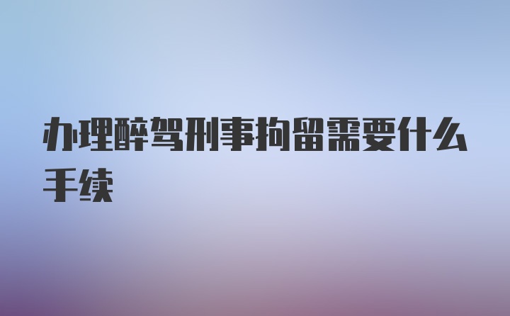 办理醉驾刑事拘留需要什么手续