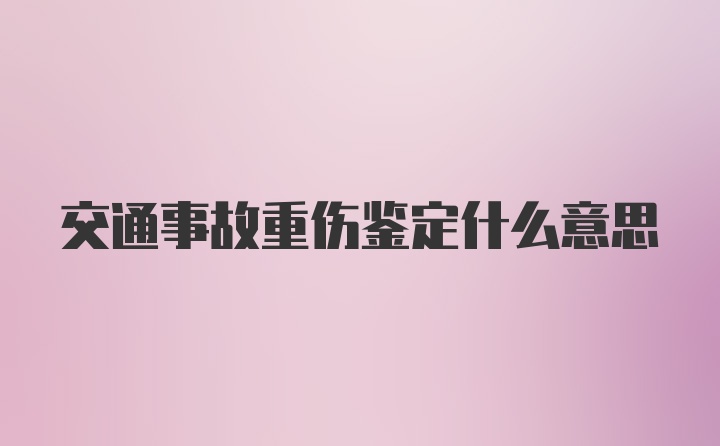 交通事故重伤鉴定什么意思