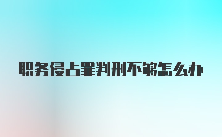 职务侵占罪判刑不够怎么办