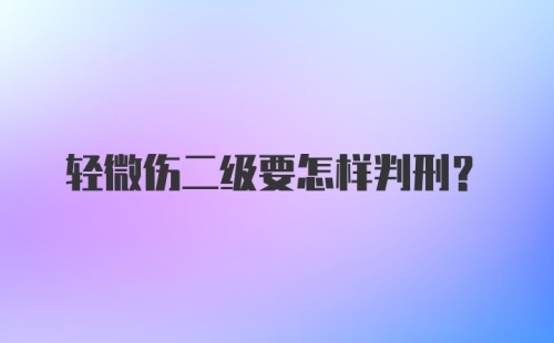 轻微伤二级要怎样判刑?